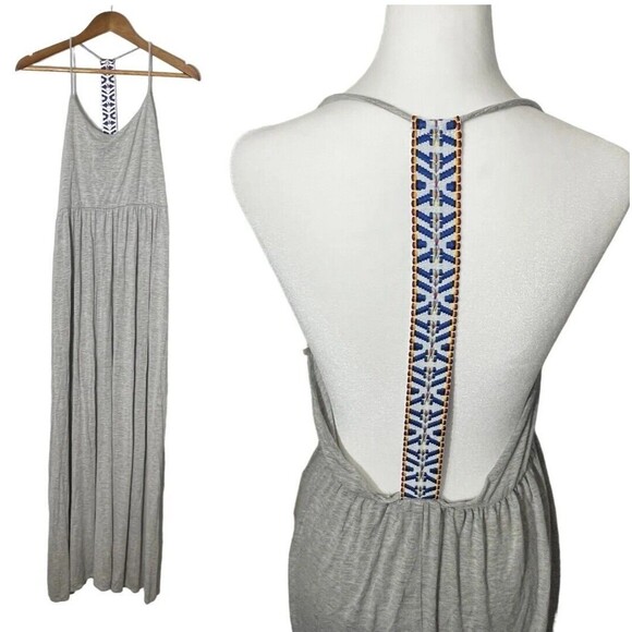 FINN & CLOVER Womens Gray Beachy Boho Open Back Maxi Dress Size Large - Picture 5 of 5